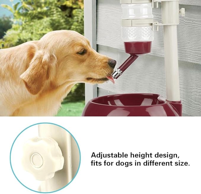 5 pack Dog Water Bottle Bowl,Automatically Feeding Water Height Adjustable Dispenser for Dog Cat(Brown)