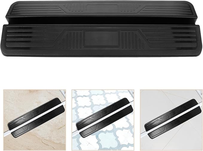 3pcs Adjustable Plastic Doorway Threshold Ramp for Pet Safety Non-Slip Floor Ramp for Indoor Dog and Cat Gates Friendly Door Sill in Black