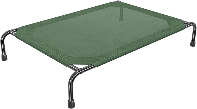 Simple Trending Raised Dog Bed for Large Dogs, Waterproof XL Dog Cot, Outdoor Cooling Elevated Pet Bed, 47.75" x 30.5", Green