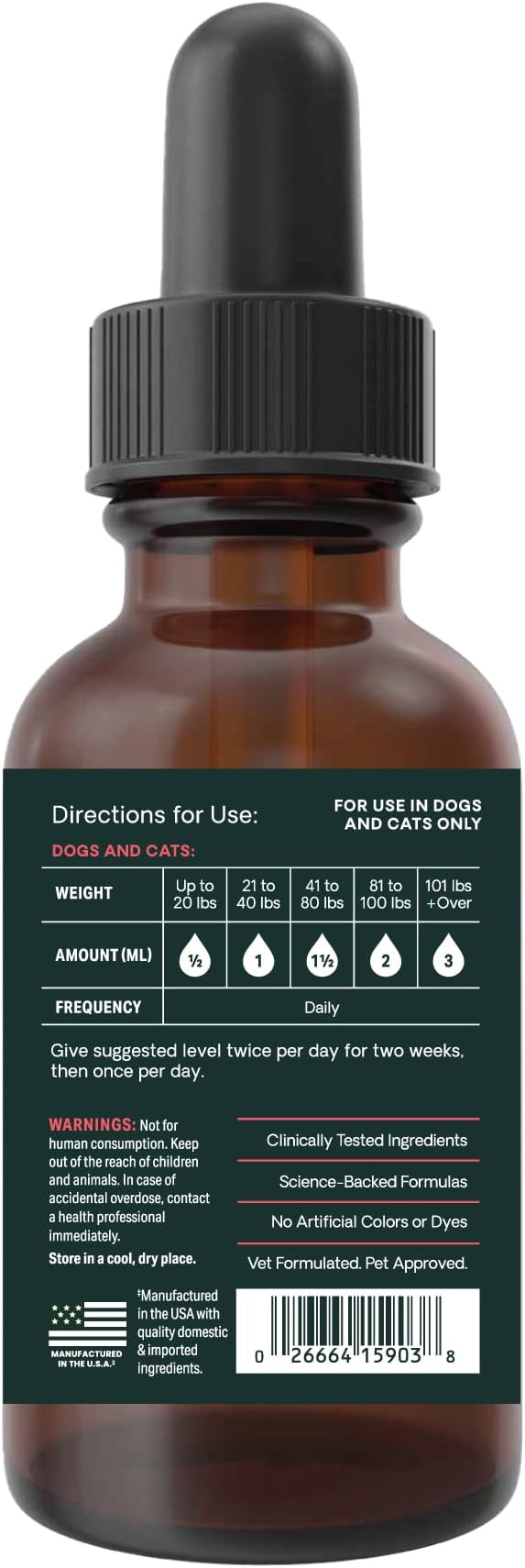 VetriScience DMG Immunity Health Easy-Dose Liquid, Immune Support Supplement for Cats and Dogs, Hypoallergenic, Support Performance, Stamina, Immune Response, (Dimethylglycine), 30 ml