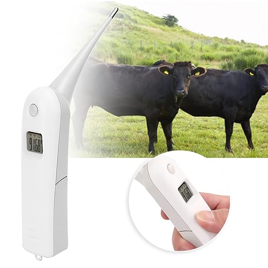 Tiiyee Pet Thermometer, Fast Digital Veterinary Thermometer Electronic Accurate Temperature Readings with Waterproof Flexible Round Tip for Cats Dogs Horse Cattle Pigs Sheep Livestock Fever Detection