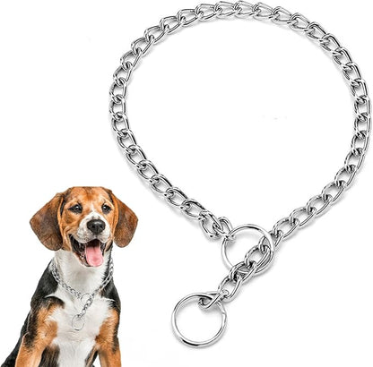 Dog Chain Collars Heavy Chain Dog Metal Collars for Pulling Collar Martingale Puppy Collars for XXS XS Small Medium Large Big XL Breed Dogs, Silver S