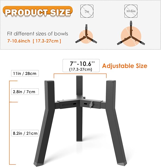 2Pack Elevated Dog Bowl Stand for Large Dogs, Adjustable Width 7-10.6", Raised Food Water Bowl Stand, Bowl NOT Included