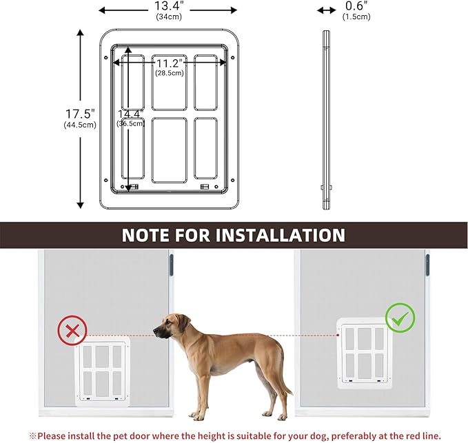 Dog Screen Door for Sliding Screen Door Pet Screen Door with Flap Lockable Suitable for Dog and Cat-White