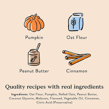 Bocce's Bakery Pumpk'n Spice Treats for Dogs, Wheat-Free Everyday Dog Treats, Made with Real Ingredients, Baked in The USA, Natural Soft & Chewy Cookies, Pumpkin, Peanut Butter, & Cinnamon, 6 oz