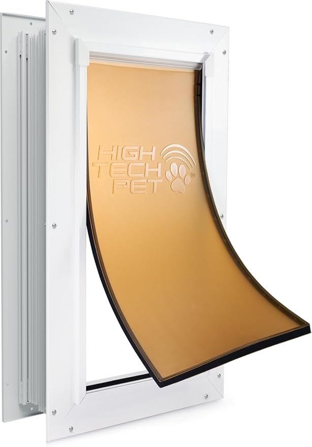 DuraFlex Aluminum Frame Pet Door for Extra Large-Sized Dogs (100+ lbs.) by High Tech Pet - Easy Installation Dog Door, Wall Mount, Air Tight, Security Panel (12.5" X 25" Pet Opening) - AF-3-XLW