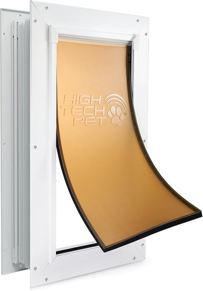 DuraFlex Aluminum Frame Pet Door for Extra Large-Sized Dogs (100+ lbs.) by High Tech Pet - Easy Installation Dog Door, Wall Mount, Air Tight, Security Panel (12.5" X 25" Pet Opening) - AF-3-XLW
