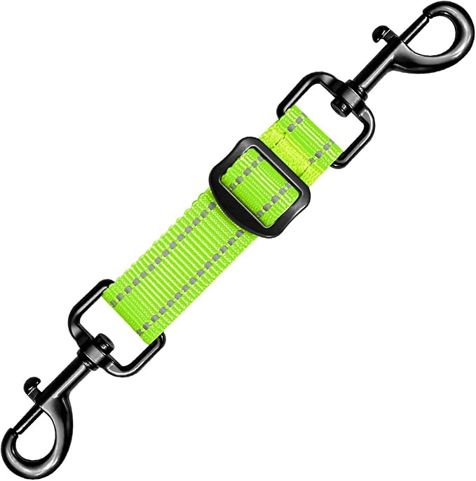 Dog Collar Safety Clip, Reflective Double-Ended Backup Connector for Harness to Collar, Adjustable Safety Clip for Prong, Pinch Collars, Prevents Escapes & Accidental Disconnection