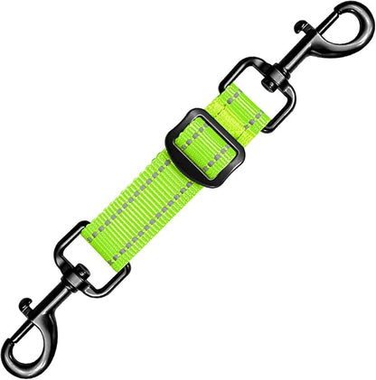 Dog Collar Safety Clip, Reflective Double-Ended Backup Connector for Harness to Collar, Adjustable Safety Clip for Prong, Pinch Collars, Prevents Escapes & Accidental Disconnection
