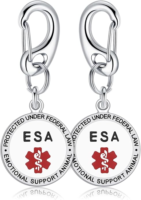 Service Dog Tag/ESA Animal Tag - Double Sided with Federal Protection & Red Medical Alert Symbol| Easily Attach to Collar, Harness, Vest | Service Dog Identification Tag