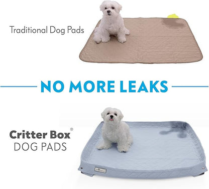Paw Inspired Critter Box Dog Pad, Large Reusable Puppy Pad for Potty Training, Whelping, or Litter Box Mat, Washable Pee Pad with Soft Raised Sides to Prevent Leaks, 32x32 Inch