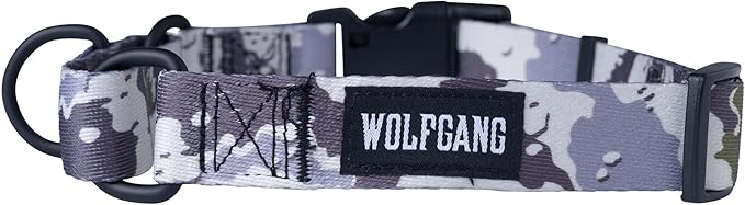Wolfgang Heavy Duty Martingale Dog Collar with Quick Release Nylon Buckle for Walking & Training, Hideout Print, Medium