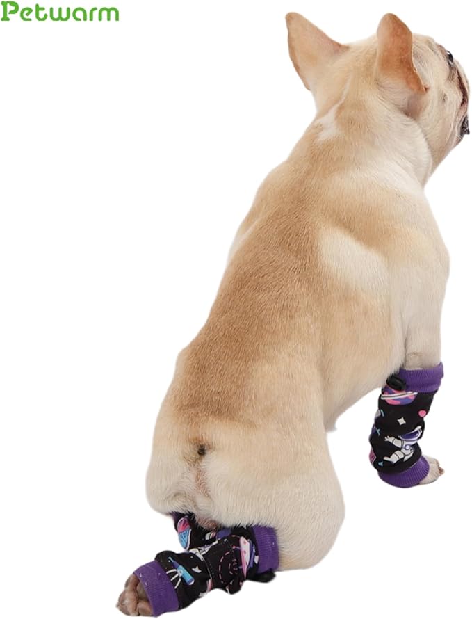 PetWarm Dog Recovery Sleeve 4pcs Set, Dog Leg Sleeve, Ideal for Comfort and Support During Pet Recovery, Suitable for Active or Support Recoverying Pet Use, Purple, L