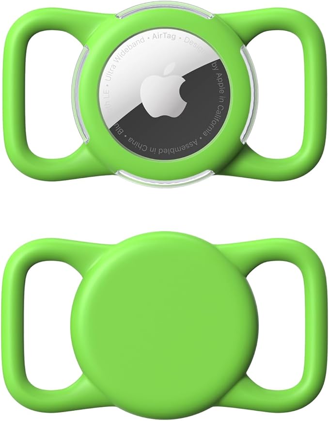 Waterproof Airtag Holder for Dog Collar, Soft Full-Body Protective Airtag Holder for Dog & Cat Collars, Ultra-Durable, Easy Installation, Lightweight Clear Airtag Case (Green, Regular)