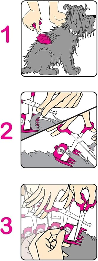 SCAREDY CUT Silent Pet Grooming Kit for Dog, Cat and All Pet Grooming - A Quiet Alternative to Electric Clippers for Sensitive Pets (Left-Handed Pink)