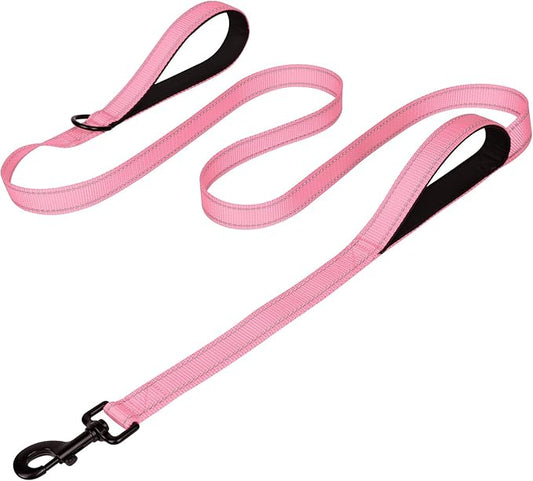 Joytale Dog Leash Heavy Duty for Large Dogs that Pull, Double Handle for Traffic Control, Double-Sided Reflective Leashes for Large Medium Dogs Night Safety, 4FT, Pink