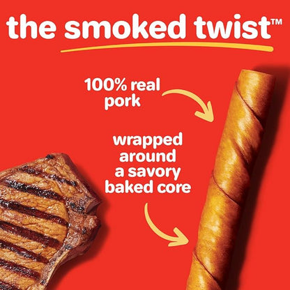 Hartz Oinkies Smoked Twists with Naturally Smoked Pork Rawhide-Free Dog Treats,Highly Digestible Long Lasting Dog Chews,(Pack of 80)