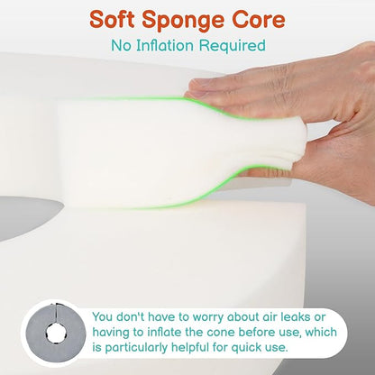 Sponge Dog Cone After Surgery, No Inflation Required Dog Donut Collar to Stop Licking, Inflatable Cone Alternatives for Medium Pets, Soft Recovery Collar with Protective Shield (Grey, M)