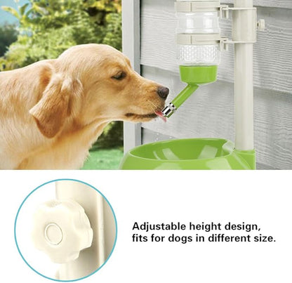 EVTSCAN Dog Food Dispenser, Adjustable Dog Bowl Food Dispenser Drinking Bowl Feeder for Pets Cats Dogs(Green)