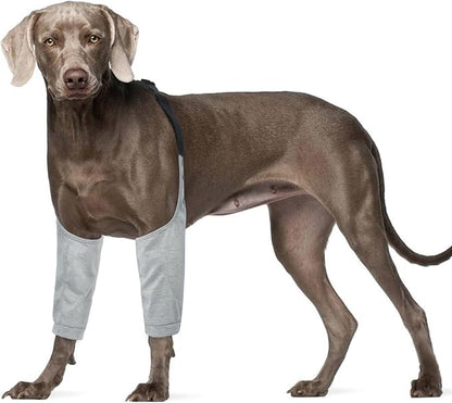 ROZKITCH Dog Surgery Leg Sleeve for Front Legs, Pet Prevent Licking Wound Elbow Knee Protector, Dog Leg Sleeve to Stop Licking Cone Collar Alternative for Sprain ACL CCL Arthritis Grey XL