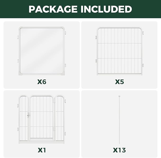 FXW AuraSpace Pro Acrylic & Wire Mesh Indoor Dog Playpen, 24" Height 12 Panels Metal Dog Pen for Puppies & Small Dogs, White│Patented