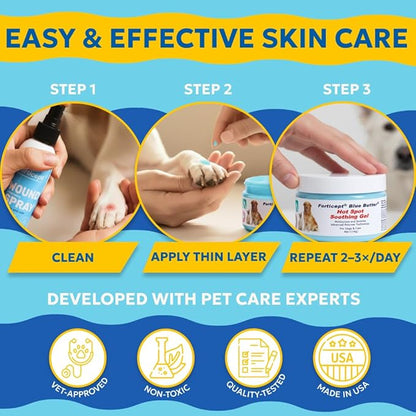 Forticept Dog Wound Care Blue Butter Gel, Hot Spot Treatment for Dogs, Itch Relief, Moisturizing, Prevents Infection, Scratches & Skin Ulcers, Cracked Paw Pads Gel, 3 Ounces (3 OZ)