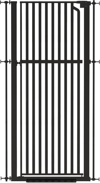 Senneny 63” Extra Tall Cat Gate Auto Close & One-Hand Open, No Drilling Pressure Mounted Kits and Wall Mounted Kits, Metal Pet Gate Fits Openings 29.5” to 33.4” Wide, Black