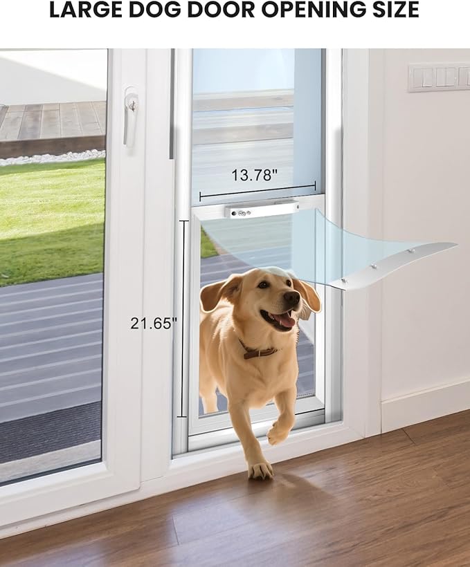 Dog Door for Sliding Glass Insert for Cat Doggie Doggy Pet Doors with Lock, Adjustable Height 80.71" to 86.61"