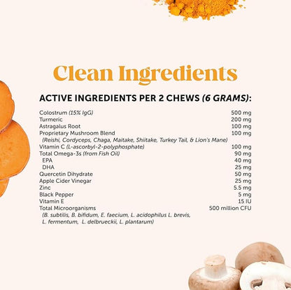 Dog Allergy Relief Immunity Chews - Paw Licking, Itching & Seasonal Allergies - with Colostrum, Probiotics, Turmeric & Salmon Oil - Vet Recommended Anti-Itch Supplement for Dogs (Salmon, 90 Ct)