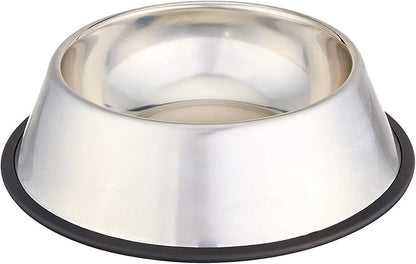 Amazon Basics Stainless Steel Non-Skid Dog Bowl, Dishwasher Safe, Rust Resistant, Single