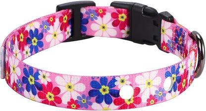 Rhea Rose 1 Inch Replacement Collar Strap Shock Collar with 2 Holes, Compatible with Nearly All Brands and Models of Underground Electric Dog Fences and Training Collars, Pink Daisy