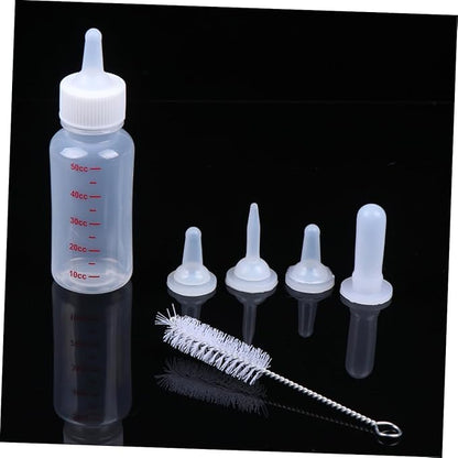 BESPORTBLE 4 Pack Pet Nursing Bottles for Small Animals 50ml Dog Cat Feeding Bottles 3 Sizes Nipples Cleaning Brush Kitten Milk Feeder