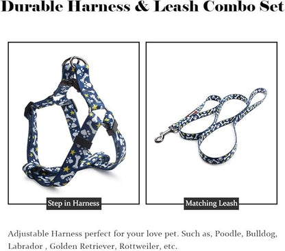 QQPETS Dog Harness Leash Set Adjustable Heavy Duty No Pull Halter Harnesses for Small Medium Large Breed Dogs Back Clip Anti-Twist Perfect for Walking (S(14"-20" Chest Girth), Bone)
