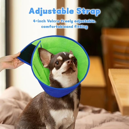 Inspack Soft Dog Cone Collar Alternative, E Cones for Small Dogs, Cats & Puppies to Stop Licking After Surgery, High-Density Fabric Comfortable Elizabethan Recovery Collar, Blue Pro, S