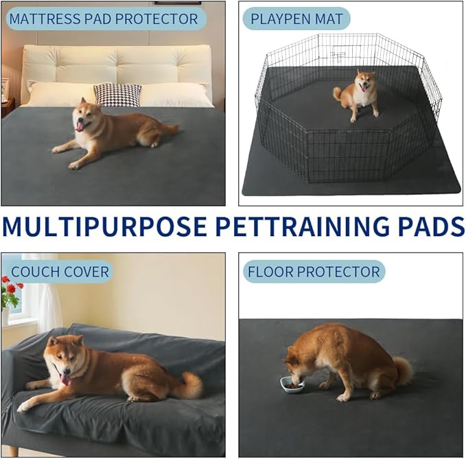 2Pack Washable Pee Pads for Dogs 48x48 Inch, Fast Absorbent Puppy Pads Reusable, Waterproof, Non Slip, Quick Dry Dog Pads for Puppy Training Whelping