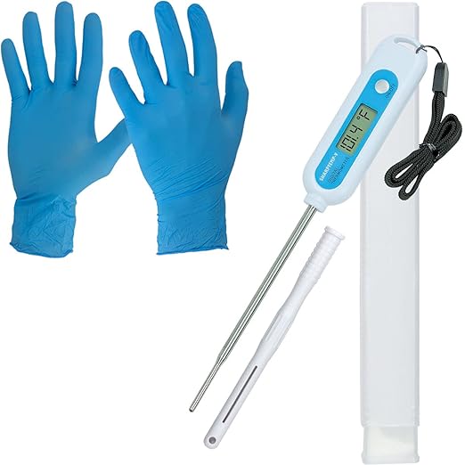 Large Animal Digital Thermometer Kit with Gloves