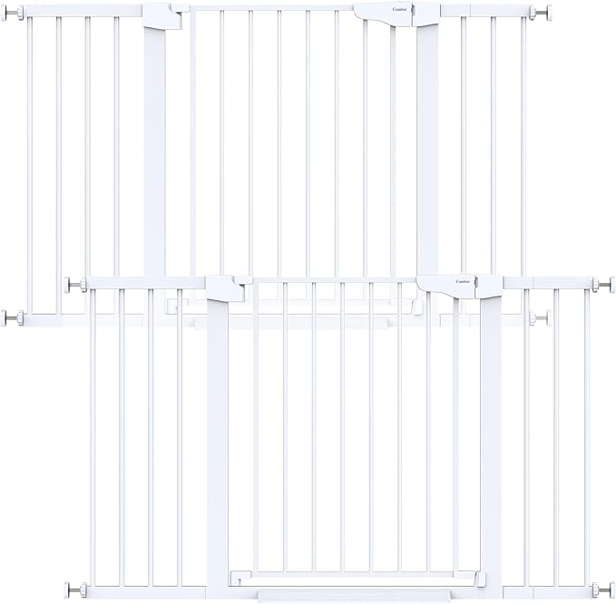 Cumbor 51.5" Wide Auto Close Baby Gate & Cumbor 2 Pack 51.5" Wide Dog Gate, Durable Child Gate for Stairs, Doorways, Easy Walk Thru Dog Gate for House for Doorways