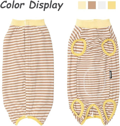 Dog Recovery Suit After Surgery,Spay Neuter Clothes for Female Dogs,Small Medium Dog Shirt,E-Collar Cone Alternative,Prevent Licking Wound Dog Onesie,Pet Surgical Suit(Brown White -XXL)