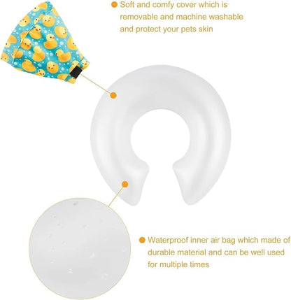 CuteBone Inflatable Dog Donut Collar with Removable Soft Fleece Covers for Small/Medium/Large Dogs and Cats After Surgery GWB04M