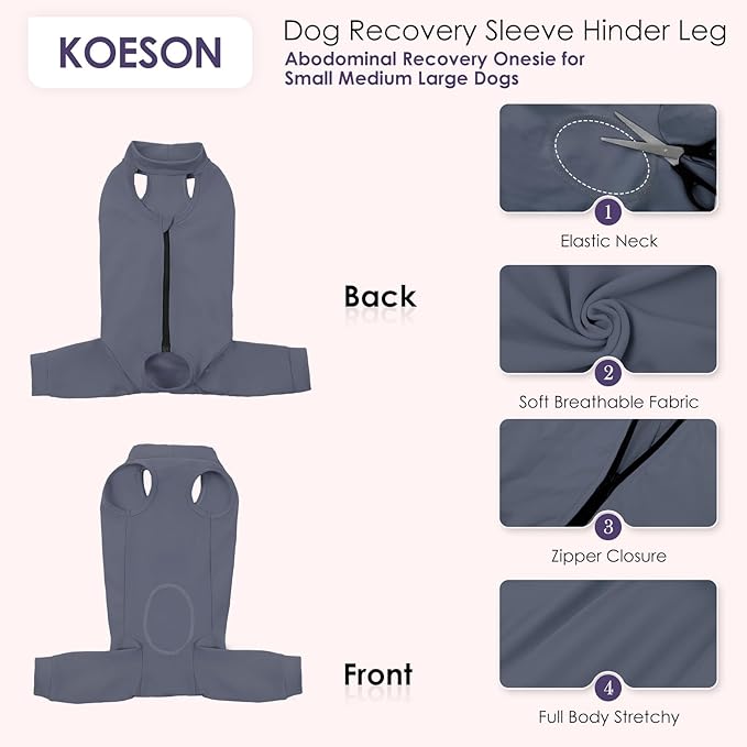 KOESON Dog Recovery Suit for Hind Leg, Soft Recovery Sleeve for Female Male Dogs, Pet Rear Leg Wound Cover to Stop Licking, Dog Surgery Shirt for Rear Legs