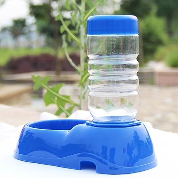 Pet Dog Puppy Cat Automatic Water Dispenser Food Dish Bowl Feeder (Blue)