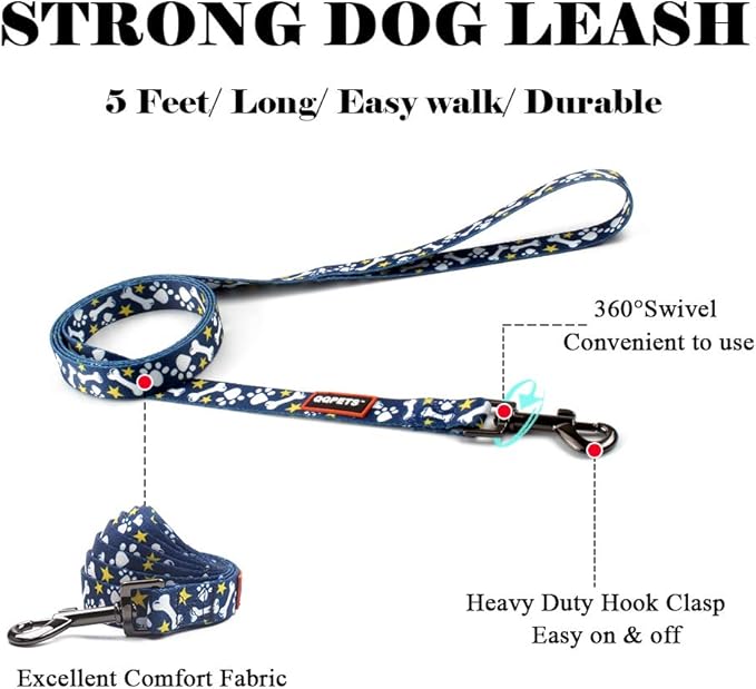 QQPETS Dog Harness Leash Set Adjustable Heavy Duty No Pull Halter Harnesses for Small Medium Large Breed Dogs Back Clip Anti-Twist Perfect for Walking (S(14"-20" Chest Girth), Bone)