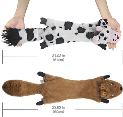 SHARLOVY Dog Squeaky Toys 5 Pack, Pet Crinkle Toy No Stuffing Animals Plush, Dog Chew for Large and Medium, Small Puppy Teething for Boredom