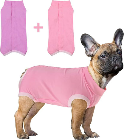 SAWMONG 2 Pack Recovery Suit for Dogs After Surgery, Dog Recovery Suit Dog Spay Surgical Suit for Female Dogs, Dog Onesie Body Suit for Surgery Male Substitute Dog E-Collar,M