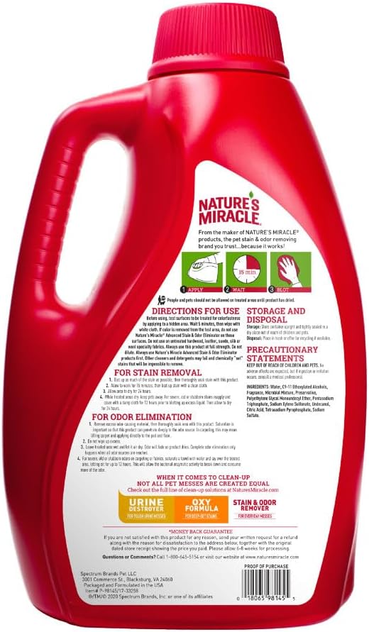 Nature's Miracle Advanced Stain & Odor Eliminator, Sunny Lemon Scent, Severe Mess Enzymatic Formula For Tough Pet Messes, 1 Gallon (Pack of 4)