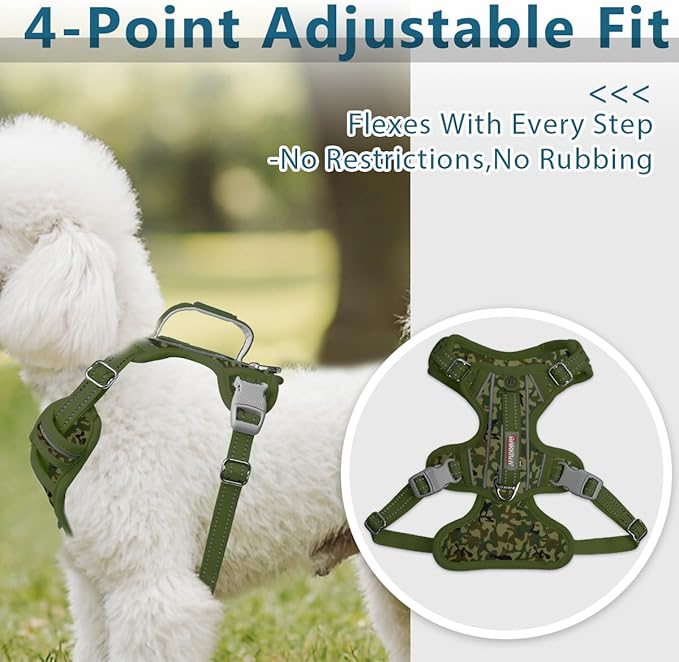 BARKBAY Dog Harness No Pull with ID Tag Pocket - Heavy Duty, Reflective, Easy Control for Large Dogs(Camo,XS)