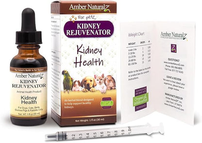 Amber NaturalZ Kidney Rejuvenator Herbal Supplement for Dogs, Cats, Birds, Rabbits, and Guinea Pigs | Supports Normal Kidney Function | Natural Aid for Kidney Health 1 Fluid Ounce