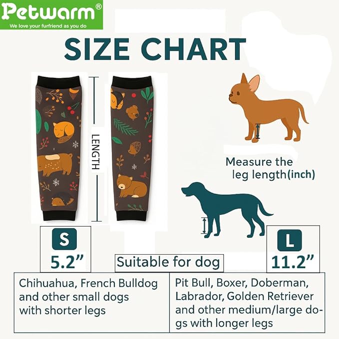 PetWarm Dog Recovery Sleeve 4pcs Set, Dog Leg Sleeve, Ideal for Comfort and Support During Pet Recovery, Suitable for Active or Support Recoverying Pet Use, Black Brown, L