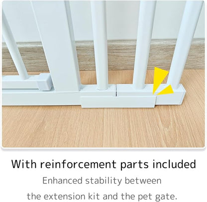 Lumizone Extra Tall Cat Gate Extension Kit 55.12" High Pressure Mounted 2025 New 8.27" Extra Wide 1.37" Gap No Drilling Tall Pet Gate for Dogs (White, 55.12" H x 8.27" W, Extension)