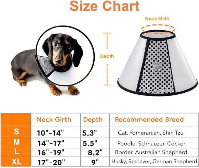 Generic Adjustable Dog Recovery Cone Collar, Transparent PVC, Extra Large (17.1" - 19.7")